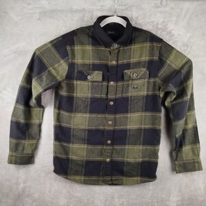 Roark Nordsman Classic Fit Green Black Plaid Button Snap Flannel Shirt Mens S